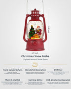 Christmas Decorations Snow Globe Santa, Musical Glitter Christmas Snow Globes 6H Time Light Up Santa Claus Lantern Christmas Decor Indoor