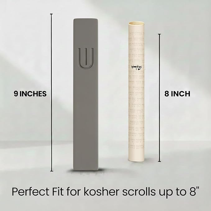 SURI Mezuzah for Door with Scroll – 9 Inch Modern Mezuzah Case with Non Kosher Scroll Included, Fits up to 8” Scroll, Easy Adhesive Installation, Gift Box Included