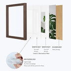 Egofine 9x12 Picture Frames Set of 4, Made of Solid Wood Covered by Plexiglass 5x7 and 6x8 with Mat or 9x12 without Mat, for Table Top Display and Wall Mounting Photo Frame Brown