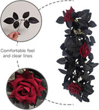 Artificial Rose Flower Swag,Artificial Sunflower Swag, 24 Inch Decorative Swag with Pumpkins Berries and Black Leaves for Halloween Home Front Door Lintel Wedding Arch Party Tabletop Wall Decor(#2)