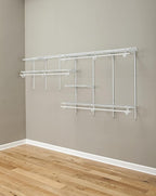 ClosetMaid ShelfTrack Wire Closet Organizer System, Adjustable from 7 to 10 Ft., With Shelves, Clothes Rods, Hardware, Durable Steel, White