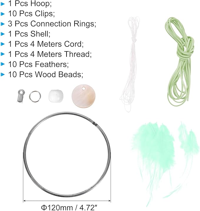 PATIKIL DIY Dream Catcher Kit, Making Dream Catcher Supplies Wall Hanging Handmade Dream Catcher Kits for Beginner Style 3, Mint Green