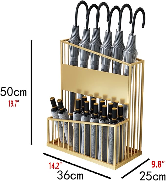 Large-Capacity Commercial Umbrella Stand Umbrella Holder for Hotel Offices - 2 Tier Metal Umbrella Stand, Entrance Umbrella Organizer