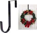 Black Wreath Hanger, Strong Bearing Fall Wreath Christmas Halloween Decorations Carbon Steel Wreath Door Hook 5" Height Wreath Hangers, Front Door Metal Over The Door Single Hook, Wreath Hangers