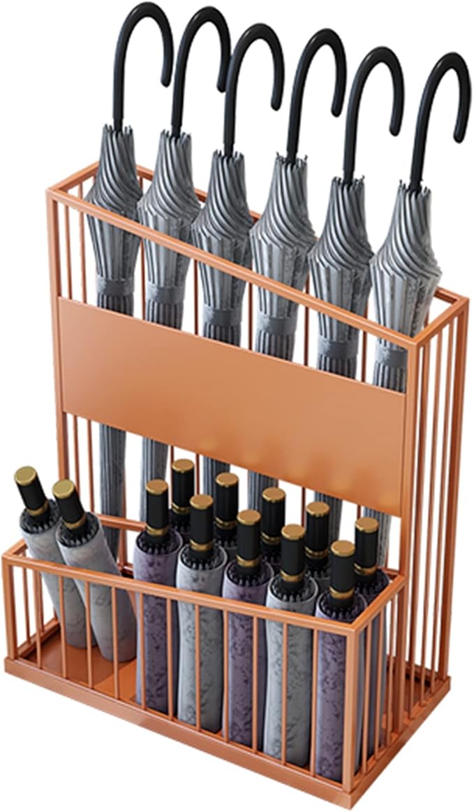 2 Tier Metal Umbrella Stand Umbrella Holder, Large-Capacity Commercial Umbrella Stand Umbrella Holder for Hotel Offices, Entrance Umbrella Organizer