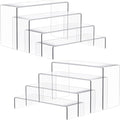 Anglelife Large Acrylic Risers, 8 Pcs 2 Set (7”L~8”L~9”L) Rectangular Stands Shelf Clear for Decor, Clear Display Risers Cake Shelves Retail Shoe Showcase
