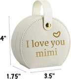 COLLECTIVE HOME - Travel Jewelry Case, Elegant Half-Moon Design with Heartfelt Message, Detachable Handle, Personalized Mother's Day Gift, Cherishing Special Moments (I love you mimi)