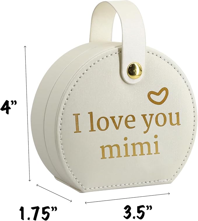 COLLECTIVE HOME - Travel Jewelry Case, Elegant Half-Moon Design with Heartfelt Message, Detachable Handle, Personalized Mother's Day Gift, Cherishing Special Moments (I love you mimi)