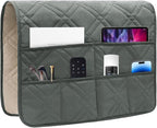 Couch Armrest Organizer Remote Control Holder Bedside Caddy with 6 Pockets, Non-Slip Armchair Caddy Sofa Armrest Organizer for Tv Remote Control, Magazine, Cell Phone, Dark Grey