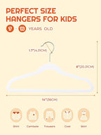 HOUSE DAY 14 Inch Kids Velvet Hangers 50 Pack, Durable Big Kids Hangers for Youth,Teen, Non Slip Kid Felt Hanger, Cute Childrens Hanger for Closet, White