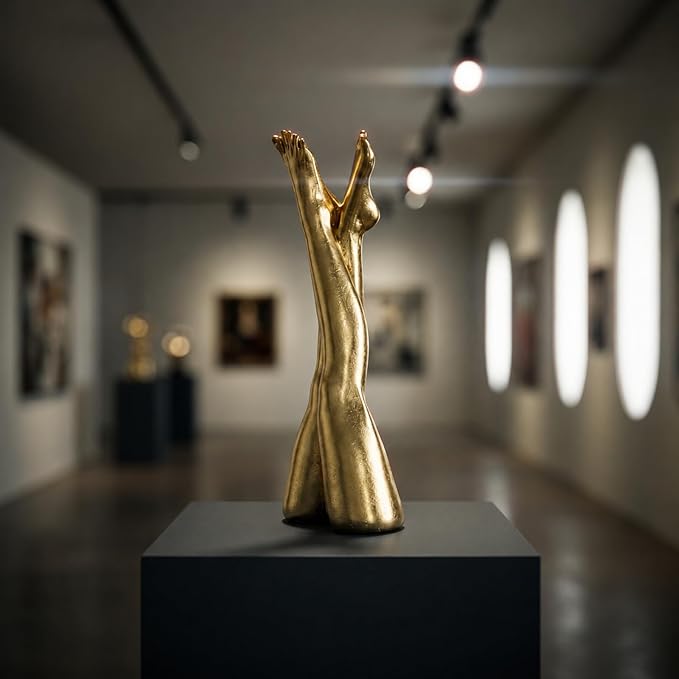 Golden Legs Sculpture - Elegant Resin Statues for Aesthetic Shelf Decor, Office Desktop & Cabinets | 3.35" D x 1.57" W x 8.46" H, Straight Legs