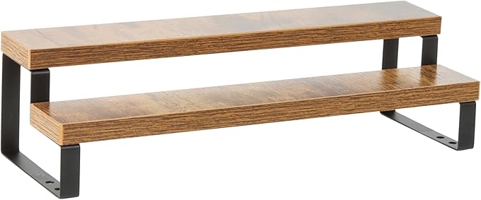 BYCY Wooden Display Risers, 2-Tier Display Stand for Home Decor and Organize, Tiered Countertop Display Shelf for Figures , Makeup,Cupcake , Condiment and Dolls Collection (2 Tier-2.2in)