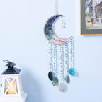 Boho Dream Catcher with Crystal Suncatcher, Handmade Dream Catchers for Adults Bedroom Decor, Moon Wall Hanging Bohemian Room Decor Spiritual Gift for Women