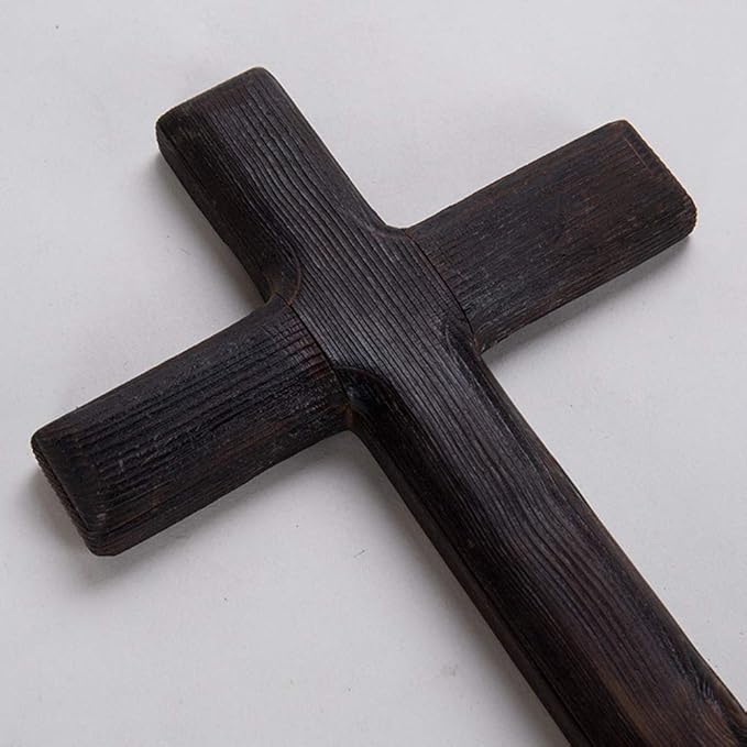 Kakalote Wall Mounted Crosses Wooden Catholic Crucifix Jesus Christ Wooden Crosses Party Meditation, Religious Home Decor, Christian Wall Cross(Black)