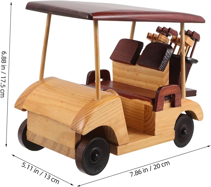 INOOMP Vintage Wooden Car Sculpture Retro Desk Display Model Antique Vehicle Figurine with Natural Finish for Home Decor and Collectors
