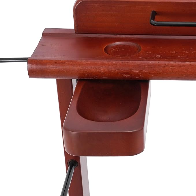 Clothing Valet Stand, Wood Suit Rack, Freestanding Valet Stand for Women and Man, 17"x12"x44" Suit Stand for Home Hotel Office (Reddish Orange)
