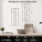 ZEXUIRU 2 Pcs. Abstract Metal Art for Wall Decor Living Room Bedroom Bathroom Office Metal Bling Modern Geometric Hanging Vertical Small Iron Sculpture Plaque Pack -Black 24in