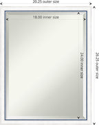 Amanti Art White Wall Mirror 26x20 Morgan White Blue Rectangle Bathroom Mirror for Wall Decor Living Room, Medium Modern Wood Frame, Hangs Horizonally and Vertically, Bathroom Decor, Beveled Edge