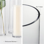 WGVI Quality Thick Weighted Tall Clear Cylinder Glass Vases, 4" W x 14" H, Flower Arrangement Floating Candle Holders Wedding Centerpieces Floral Container Home Decor, Bulk Wholesale, 12 Pcs