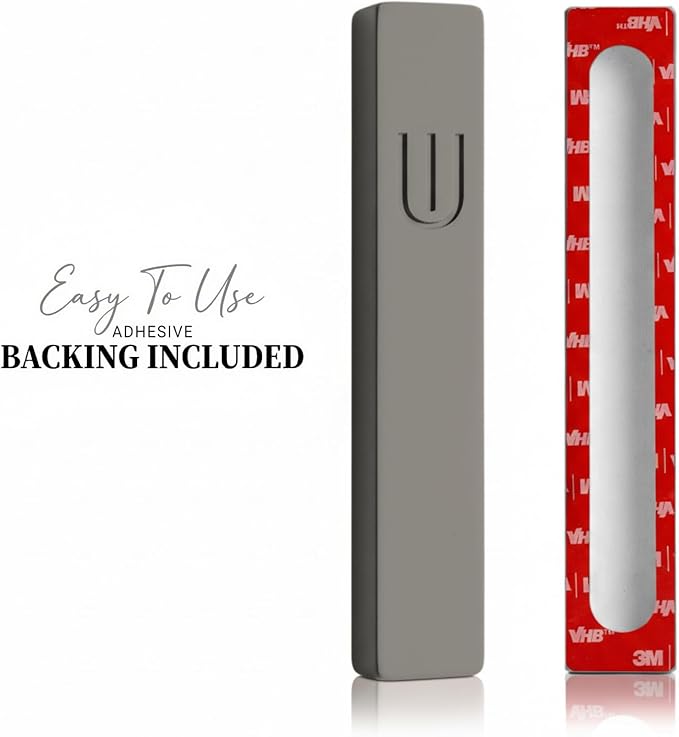 SURI Mezuzah for Door with Scroll – 6 Inch Modern Mezuzah Case with Non Kosher Scroll Included, Fits up to 5” Scroll, Easy Adhesive Installation, Gift Box Included