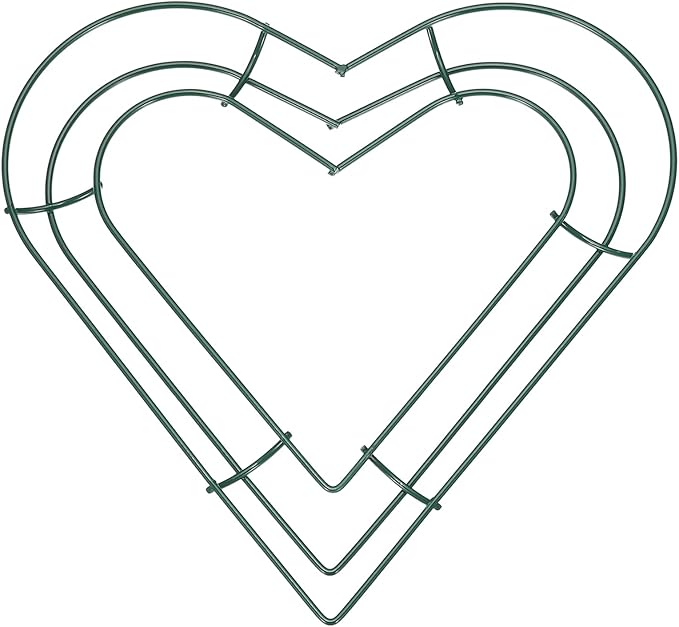 PATIKIL 8 Inch Christmas Wire Wreath Frame, Metal Heart Shape Dream Catcher Rings Macrame Wreath Floral Hoop for Home Car DIY Craft Wedding Wall Hanging Decorations, Green