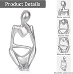 Sandstone Resin Thinker Style Abstract Sculpture Statue Collectible Figurines Home Office Bookshelf Desktop Decor (Small Silver, Right)