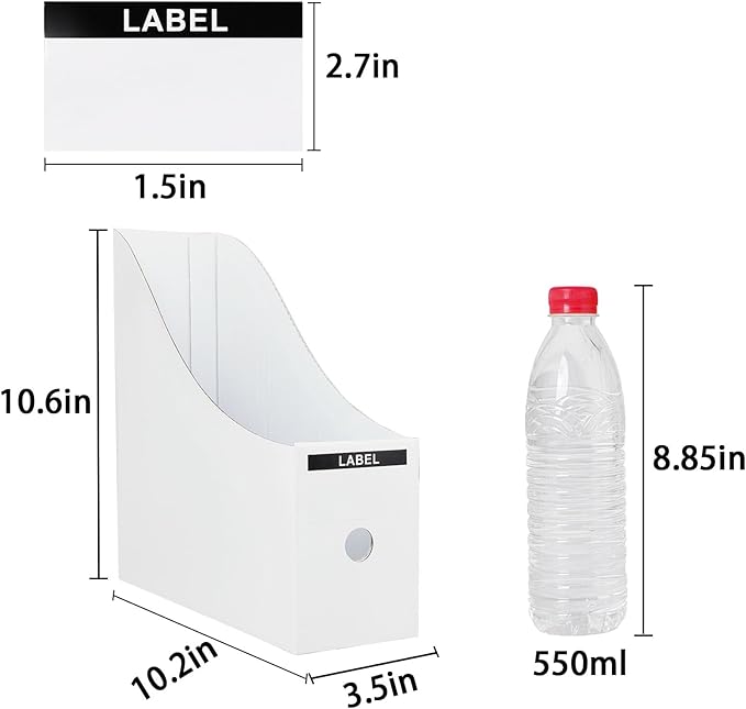Limitliho 24 Pack Cardboard Magazine Holder, Magazine File Holder for Home, Office, Desk, 10.6'' H×10.2'' L ×3.5''W Magazine Storage Box (12 Pack White and 12 Pack Black)