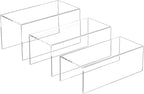 Sezanrpt Clear Display Risers Shelf 3pcs, Countertop Rectangular Acrylic Display Storage Organizer, Acrylic Stands for Funko Pop Figure, Cosmetics, Bags, Shoes, Toys, Collectibles - 12- 4'', 5'', 6''