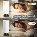 Bedside Table Lamps, Table Lamp for Bedroom, Lamps for Night Stands with Linen Lampshades, Small Table Lamp for Living Room, Office (Bulb Excluded)