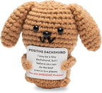 Funny Handmade Crochet Dachshund for Women Men, Positive Emotional Support Dachshund, Valentine's Day Gift, Birthday Basket Gift for Home Decorations