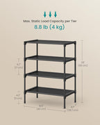 SONGMICS Shoe Rack, 4-Tier Shoe Storage Organizer, Space-Saving, 11.7 x 16.5 x 26 Inches, Entryway, Metal Frame, Non-Woven Fabric Shelves, Ink Black ULSH014BH01