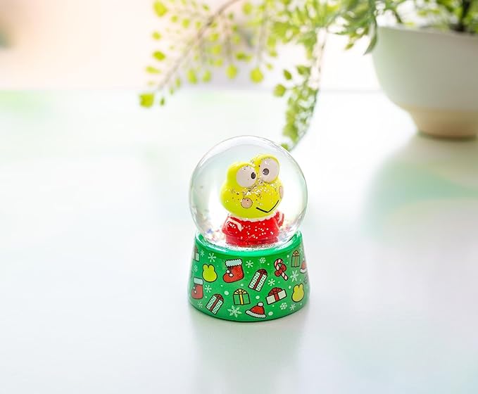 Sanrio Keroppi Holiday Mini Adult Snow Globe with Swirling White Flakes | Collectible Keepsake Display | 3 Inches Tall