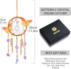 Artilady Dream Catcher for Girls - Butterfly Small Yellow Dream Catchers with Crystals Cute Room Decor for Teen Girls Boys Boho Bedroom Wall Home Decorations Birthday Christmas Women Gifts