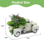Farmhouse Metal Truck Decor with Artificial Succulents - Rustic Iron Pickup Truck with Removable Faux Succulent Planter for Entryway, Living Room, Coffee Bar Tabletop Decoration