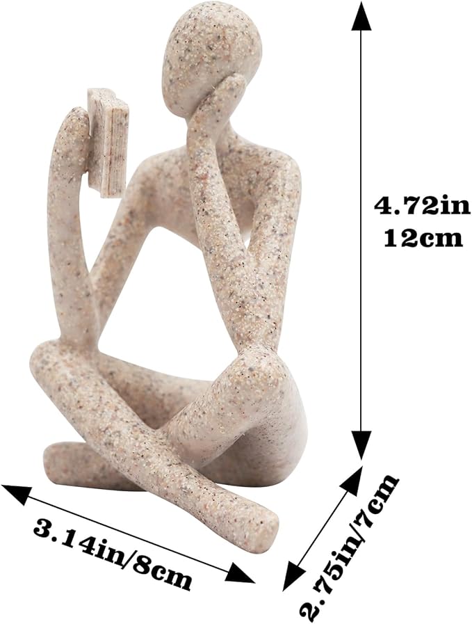 Jinkoozz Gold Reading Women Statue, Thinker Sculptures, Abstract Art Ornament, Modern Aesthetic Figurine Decoration, Suitable for Home Living Room Bedroom Office Shelf Table Desk Bookshelf Decor