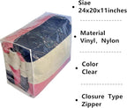 Clear Vinyl Storage Bags with Zipper 24x20x11 Inch, Clothes Bag Organizer, Space Saver PVC Comforter Clear Storage Bags for Blanket, King Size Pillows Storage,Linen Storage (6 Pack)