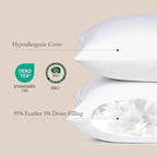 puredown® Euro Pillow Inserts 26 x 26 (Pack of 2, White), Down Feather Pillow Stuffer, Premium White Pillows for Bed, Couch, and Cushion