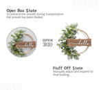 Green Wreath for Front Door, Wood Bead Wreaths with Artificial Lambs Ears Leaves, Hello and Welcome Door Sign Wreath for Home Decor, Spring Summer Green Leaf for Wedding Decor