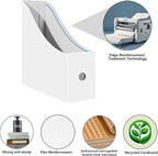 Limitliho 6 Pack Cardboard Magazine Holder for Desk, Book Bins for Classroom Library,Office,Home, 10.6" H x 10.2" L x 3.5" W in Magazine File Holder(White)