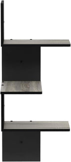 Furinno Rossi Wall Mounted Shelves 3-Tier Rectangle French Oak Grey/Black