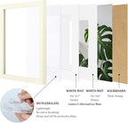 Egofine 8x10 Picture Frames Set of 4, Made of Solid Wood Covered by Plexiglass 4x6 and 5x7 with Mat or 8x10 without Mat, for Table Top Display and Wall Mounting Photo Frame Beige