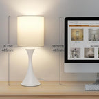 Modern Table Lamps, 3 Way Touch Control Table Lamp, Dimmable Desk Lamp, White Nightstand Lamp with Fabric Shade, Small Bedside Lamp for Living Room, Dorm,Home Office, LED Bulb Included