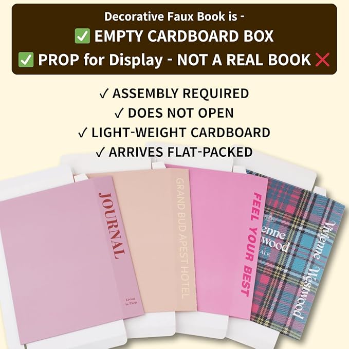 PROBENEX Velvet Medium | 4 PCS Faux Decorative Books for Home Decor | Not Real Books (Cardboard Boxes) | Coffee Table, Shelf Styling & Modern Aesthetic Accent Pieces for Living Room, Office