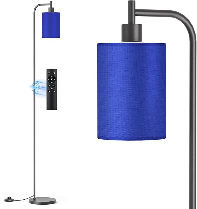 SIBRILLE Floor Lamp with Linen Shade, Dimmable Tall Standing Lamp with Remote Control & 3 Color Temperatures, Modern Floor Lamps for Living Room Bedroom Office Corner, 9W LED Bulb Included