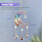 Colorful Moon Car Pendant, Sun Catcher Crystal Stone Craft, Dream Catcher Car Rear View Mirror Charm, Car Hanging Decorative Accessories, Car Interior Ornament for Room Window Wall