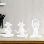 Suoedd White Frog Figurines Yoga Decor Set of 3 –Frog Yoga Statues for Modern Living Room Table Office Bookshelf Shelves Home Sculptures Decor