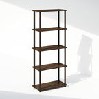 Furinno Turn-N-Tube Book Shelf, 5-Tier Bookshelf, Bookcase with Multipurpose Compact Display Rack, 11.6 x 23.6 x 57.4, for Living Room, Bedroom, Home Office, Walnut/Brown