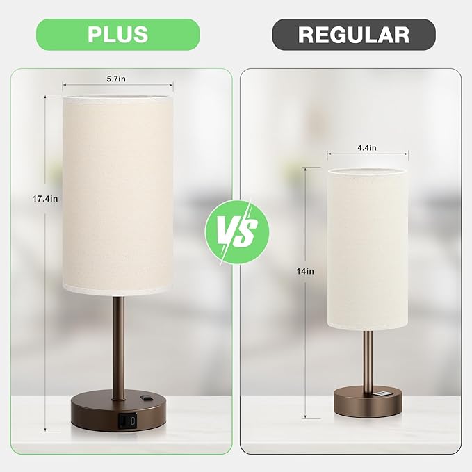 Dicoool Touch Bedside Table Lamp with USB - 3 Way Dimmable Brown Lamp for Bedroom Nightstand, Desk Lamp with Charging Station for Dorm, Office, Kids Room, Living Room
