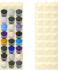 Unjumbly Baseball Hat Rack, 27 Pocket Over-The-Door Hat Organizer with Clear Deep Pockets to Display Baseball Caps Collection, Complete with 3 Over Door Hooks (Beige, 27 Pockets)