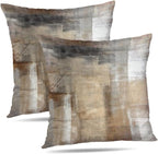 Beige Abstract Art Artwork Pillow Cover, Gallery Modern Decorative Throw Pillows Cushion Cover for Bedroom Sofa Living Room 24 x 24 Inch Set of 2